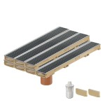 Set 7 rigole cu accesorii ACO Self Euroline 60 din beton cu polimeri, cu grătar retea A15 100 cm din otel zincat