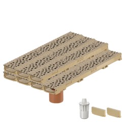 Set 7 rigole ACO Self Euroline 60 din beton cu polimeri, grătar din fontă model Voronoi Citrine, B125, L=7m, lxh=11.8x6cm si accesorii