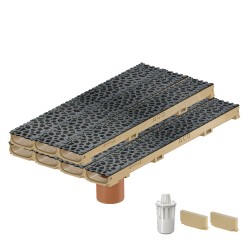 Set 7 rigole ACO Self Euroline 60 din beton cu polimeri, grătar din fontă model Voronoi Diamant, B125, L=7m, lxh=11.8x6cm si accesorii