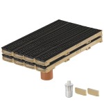 Set 8 rigole cu accesorii ACO Self Euroline 60 din beton cu polimeri 100cm, cu grătar nervurat A15 100cm din polipropilena negru, Microgrip