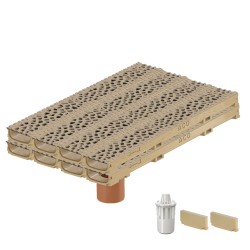 Set 8 rigole ACO Self Euroline 60 din beton cu polimeri, grătar din fontă model Voronoi Citrine, B125, L=8m, lxh=11.8x6cm si accesorii