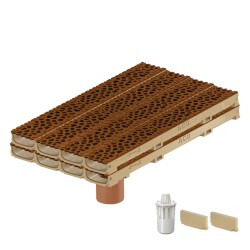 Set 8 rigole ACO Self Euroline 60 din beton cu polimeri, grătar din fontă model Voronoi Corten, B125, L=8m, lxh=11.8x6cm si accesorii