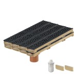 Set 8 rigole cu accesorii ACO Self Euroline 60 din beton cu polimeri 100cm, cu grătar Self tip Voronoi 50cm din fonta, B125