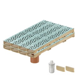 Set 8 rigole ACO Self Euroline 60 din beton cu polimeri, grătar din fontă model Voronoi Perle, B125, L=8m, lxh=11.8x6cm si accesorii