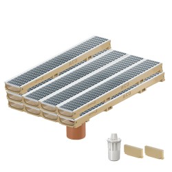 Set 9 rigole ACO Self Euroline 60 din beton cu polimeri, grătar retea din inox, A15, L=9m, lxh=11.8x6cm si accesorii