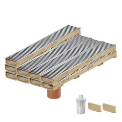 Set 9 rigole ACO Self Euroline 60 din beton cu polimeri, grătar nervurat din inox, A15, L=9m, lxh=11.8x6cm si accesorii