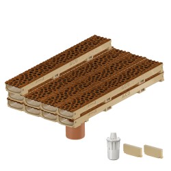 Set 9 rigole ACO Self Euroline 60 din beton cu polimeri, grătar din fontă model Voronoi Corten, B125, L=9m, lxh=11.8x6cm si accesorii