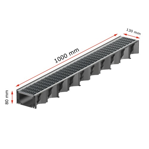 Set 3 rigole ACO Self Hexaline 2.0 din polipropilena, grătar Self retea oțel zincat, A15, L=3m, lxh=12.9x8cm si accesorii