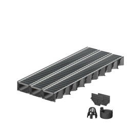 Set 3 rigole ACO Self Hexaline 2.0 din polipropilena, grătar Self retea oțel zincat, A15, L=3m, lxh=12.9x8cm si accesorii