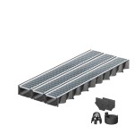 Set 3 rigole ACO Self Hexaline 2.0 din polipropilena, grătar Self retea inox, A15, L=3m, lxh=12.9x8cm si accesorii