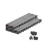 Set 5 rigole ACO Self Hexaline 2.0 din polipropilena, grătar nervurat din inox, A15, L=5m, lxh=12.9x8cm si accesorii