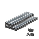 Set 5 rigole ACO Self Hexaline 2.0 din polipropilena, grătar Self retea inox, A15, L=5m, lxh=12.9x8cm si accesorii