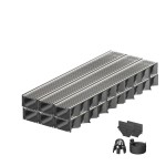 Set 6 rigole ACO Self Hexaline 2.0 din polipropilena, grătar profil triunghiular inox, A15, L=6m, lxh=12.9x8cm si accesorii