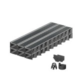 Set 6 rigole ACO Self Hexaline 2.0 din polipropilena, grătar Self retea oțel zincat, A15, L=6m, lxh=12.9x8cm si accesorii