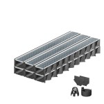 Set 6 rigole ACO Self Hexaline 2.0 din polipropilena, grătar Self retea inox, A15, L=6m, lxh=12.9x8cm si accesorii