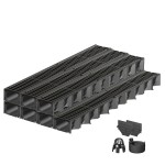 Set 7 rigole ACO Self Hexaline 2.0 din polipropilena, grătar din fontă, B125, L=7m, lxh=12.9x8cm si accesorii