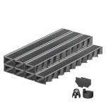 Set 7 rigole ACO Self Hexaline 2.0 din polipropilena, grătar Self retea oțel zincat, A15, L=7m, lxh=12.9x8cm si accesorii