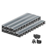 Set 7 rigole ACO Self Hexaline 2.0 din polipropilena, grătar Self retea inox, A15, L=7m, lxh=12.9x8cm si accesorii