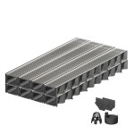 Set 8 rigole ACO Self Hexaline 2.0 din polipropilena, grătar profil triunghiular inox, A15, L=8m, lxh=12.9x8cm si accesorii