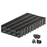 Set 8 rigole ACO Self Hexaline 2.0 din polipropilena, grătar din fontă, B125, L=8m, lxh=12.9x8cm si accesorii