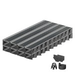 Set 8 rigole ACO Self Hexaline 2.0 din polipropilena, grătar Self retea oțel zincat, A15, L=8m, lxh=12.9x8cm si accesorii