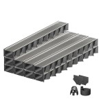 Set 9 rigole ACO Self Hexaline 2.0 din polipropilena, grătar profil triunghiular inox, A15, L=9m, lxh=12.9x8cm si accesorii