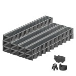 Set 9 rigole ACO Self Hexaline 2.0 din polipropilena, grătar Self retea oțel zincat, A15, L=9m, lxh=12.9x8cm si accesorii